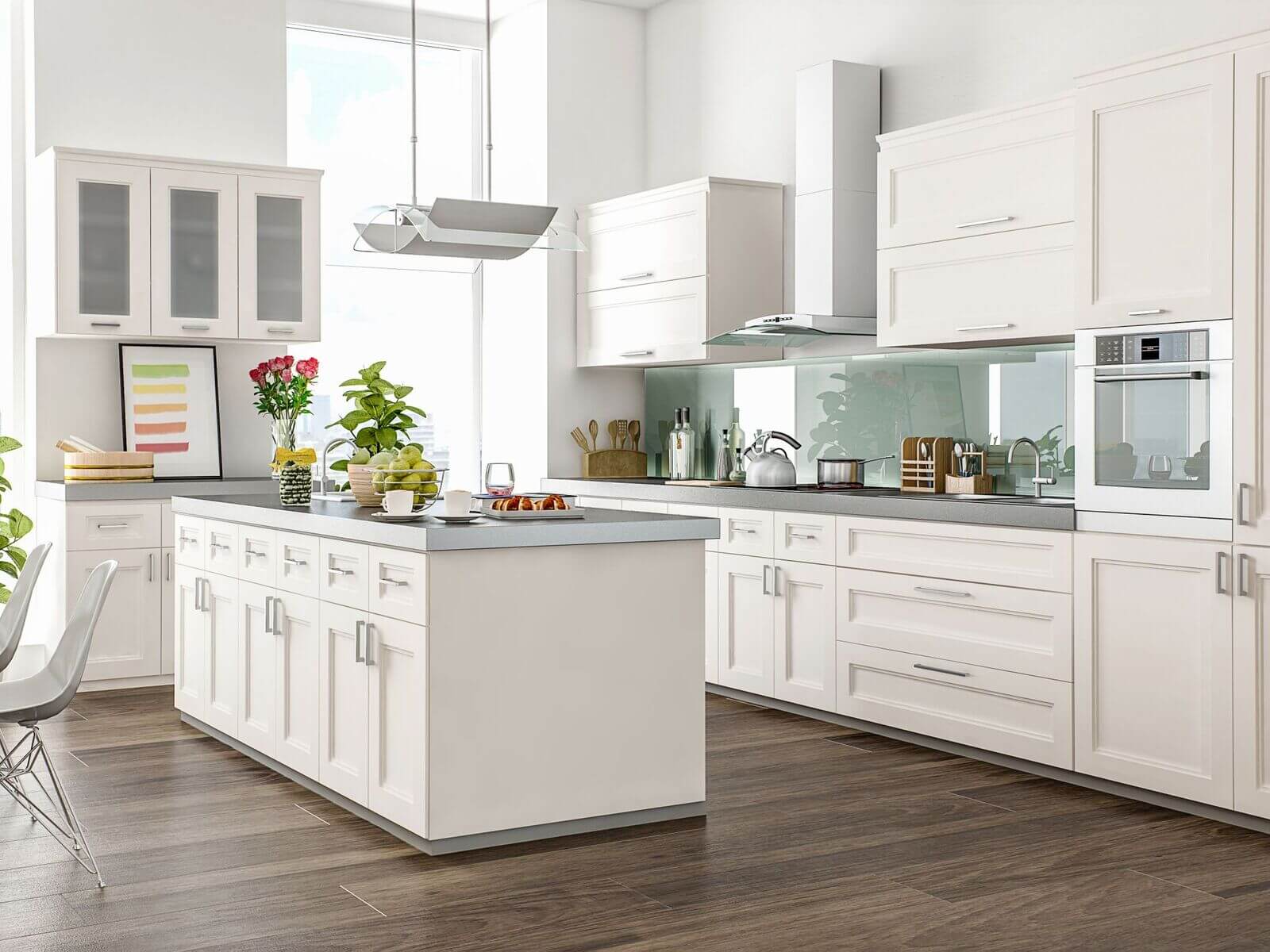 chic modern white kitchen cabinets