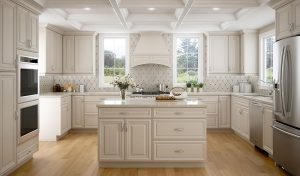 pearl white elegant kitchen custom cabinets