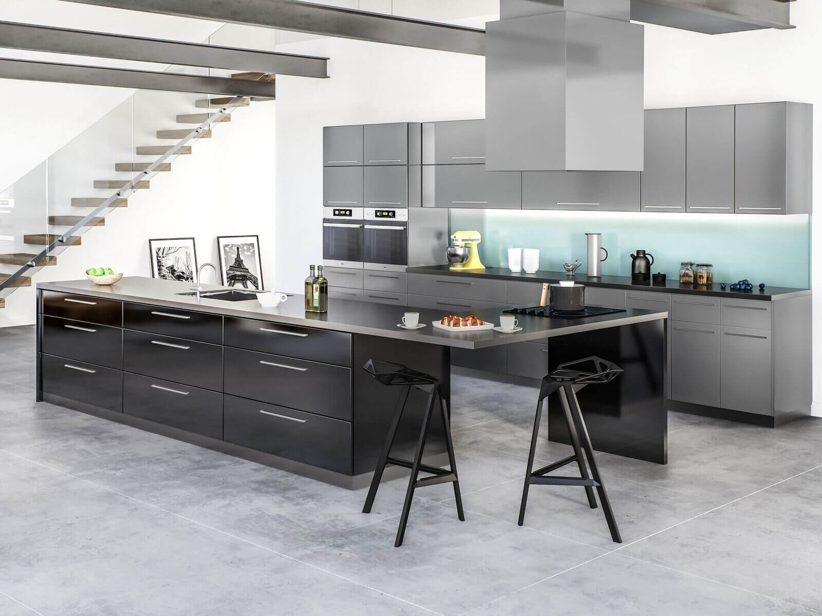 slate modern kitchen black and grey