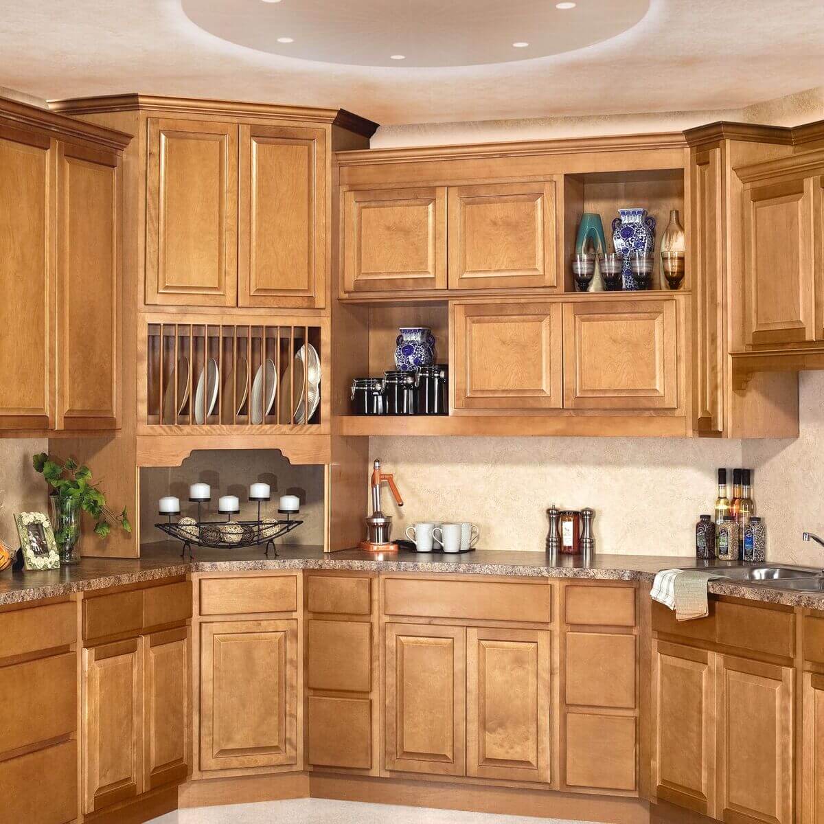 sierra toffee light brown custom kitchen cabinets