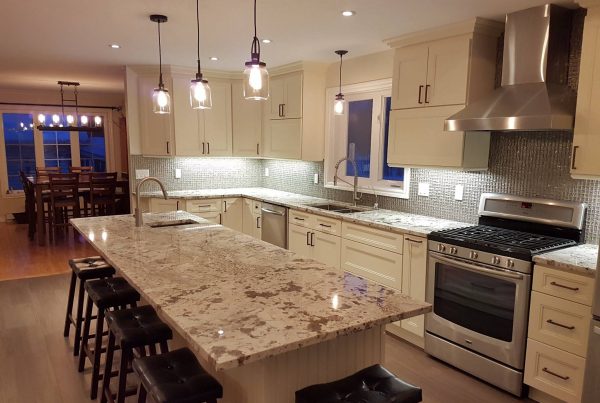 Fashion pearl white cabinets in custom kitchen